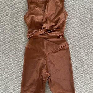 Aerie Ribbed Brown Two-Piece Set